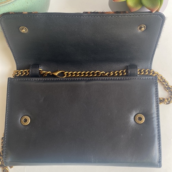 Kurt Geiger London Mini Soho Leopard Print Calf Hair Leather Striped Crossbody - Picture 9 of 15